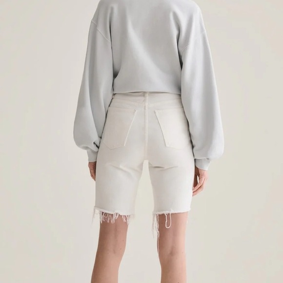 Agolde High Rise White Denim Shorts - Picture 2 of 4